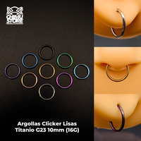 NEW Argollas Clicker Titanio G23 - Lisas Tamaño 10mm (1,2mm) (16G)