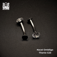 Navel Ombligo Invertido (HC) Titanio G23 - Zirconia de 5mm (1,6mm) (14G)