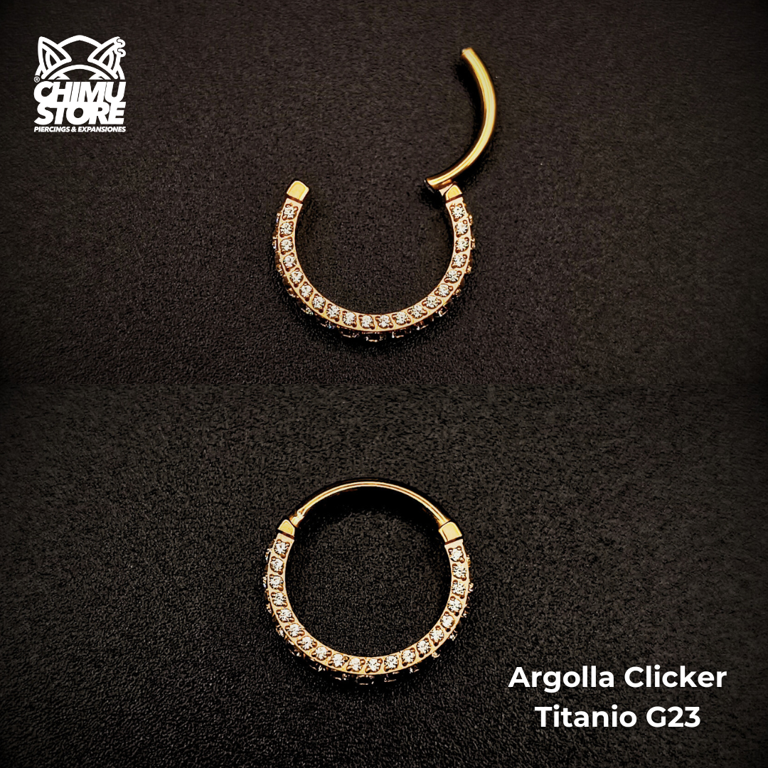 NEW Argolla Clicker Titanio G23 - Luxe 3 Capas Zirconias (1,2mm) (16G)