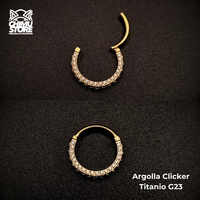 NEW Argolla Clicker Titanio G23 - Luxe 3 Capas Zirconias (1,2mm) (16G)