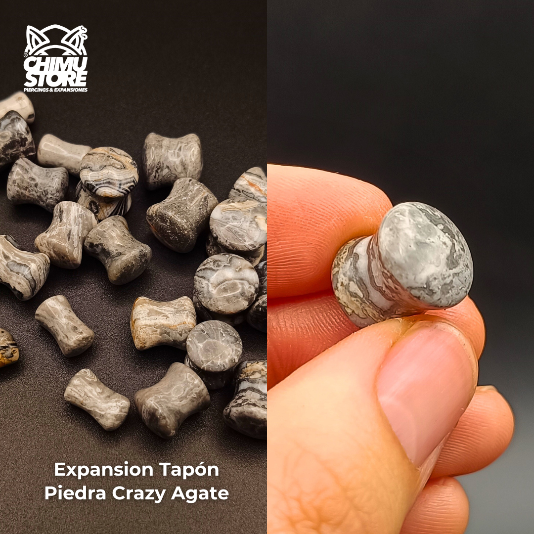 NEW Expansion Piedra Tapon - Crazy Agate Gris Manchada (6mm a 20mm)