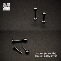 NEW Labret (Push Pin) Titanio ASTM F-136 - Bolita 3mm (1,2mm) (16G)