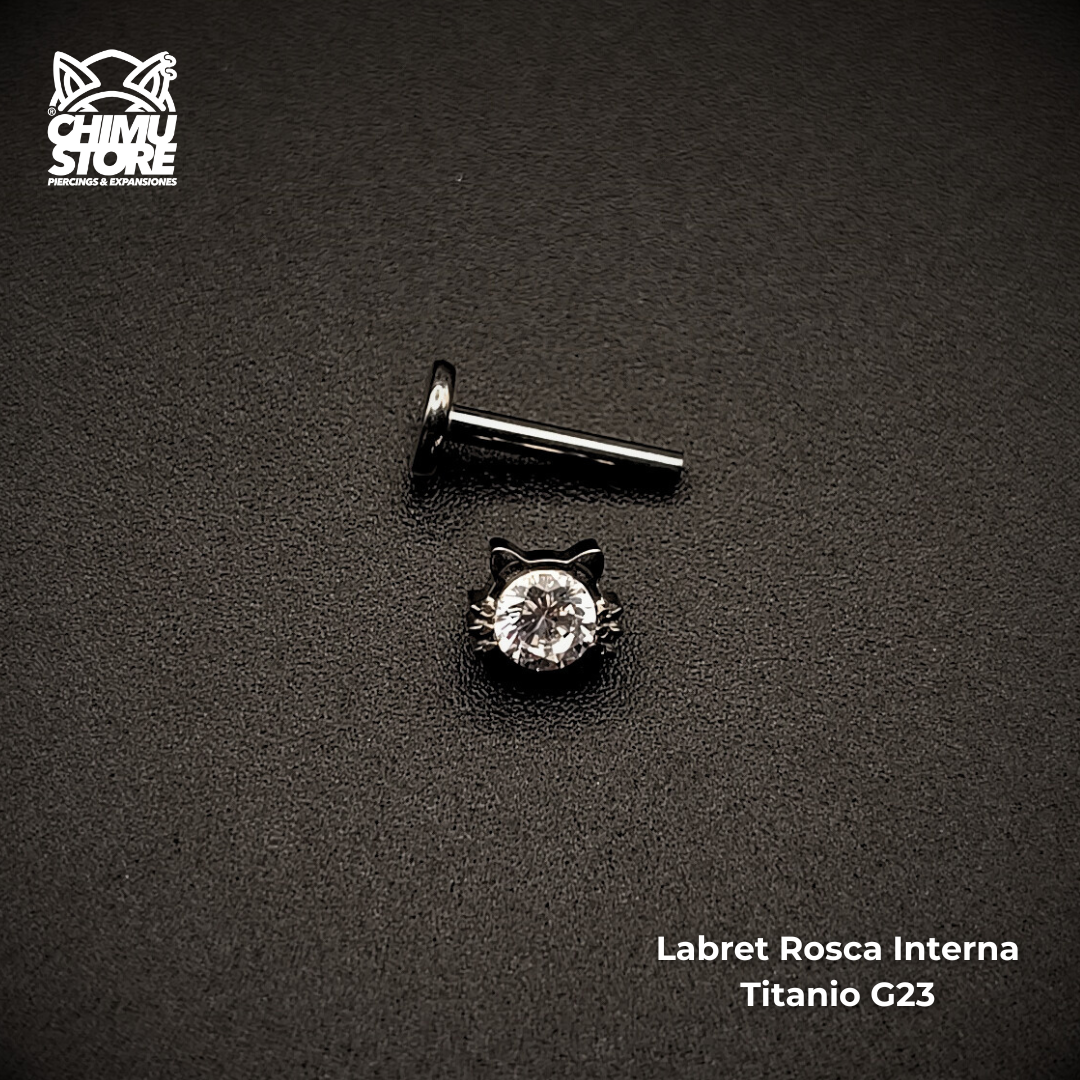 NEW Labret (HC) Titanio G23 - Cabeza de Gato Zirconia (1,2mm;8mm) (16G)