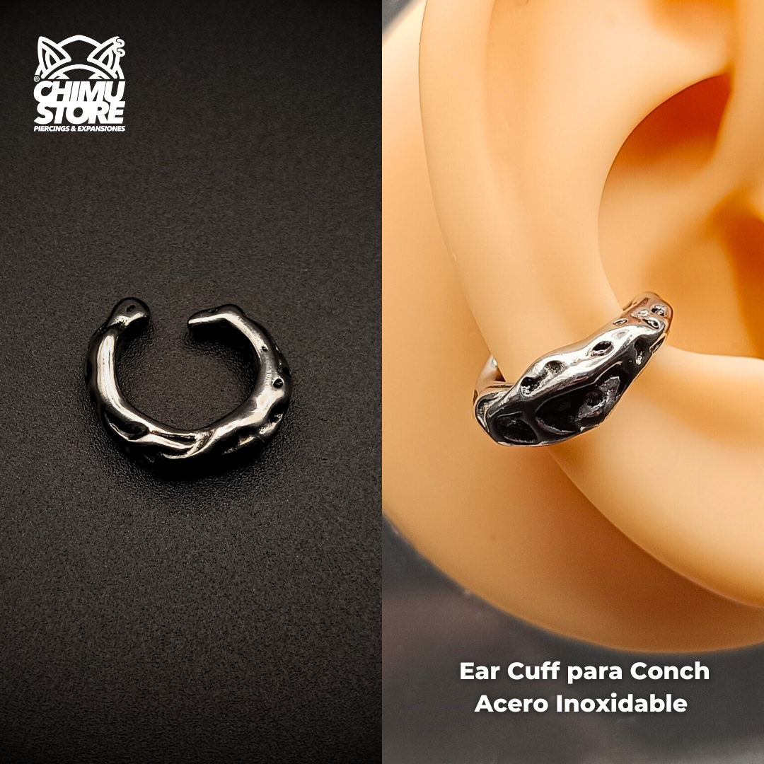 NEW Ear Cuff Acero Inoxidable - Molten Steel Conch (10mm)