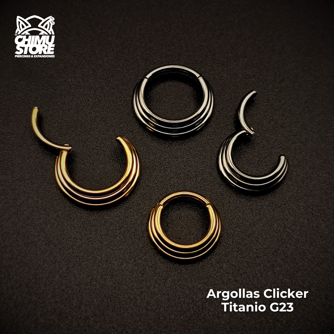 NEW Argolla Clicker Titanio G23 - Triple Argolla Gradiente 001 (1,2mm) (16G)