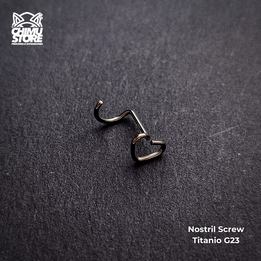 NEW Nostril Screw Titanio G23 - Corazon (0,8mm;7+6,5mm) (20G)