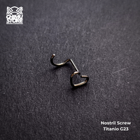 NEW Nostril Screw Titanio G23 - Corazon (0,8mm;7+6,5mm) (20G)