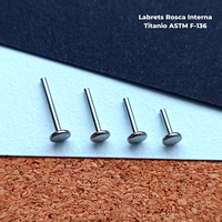 Barra de Labret Titanio ASTM F-136 - Rosca Interna (1,2mm) (16G)