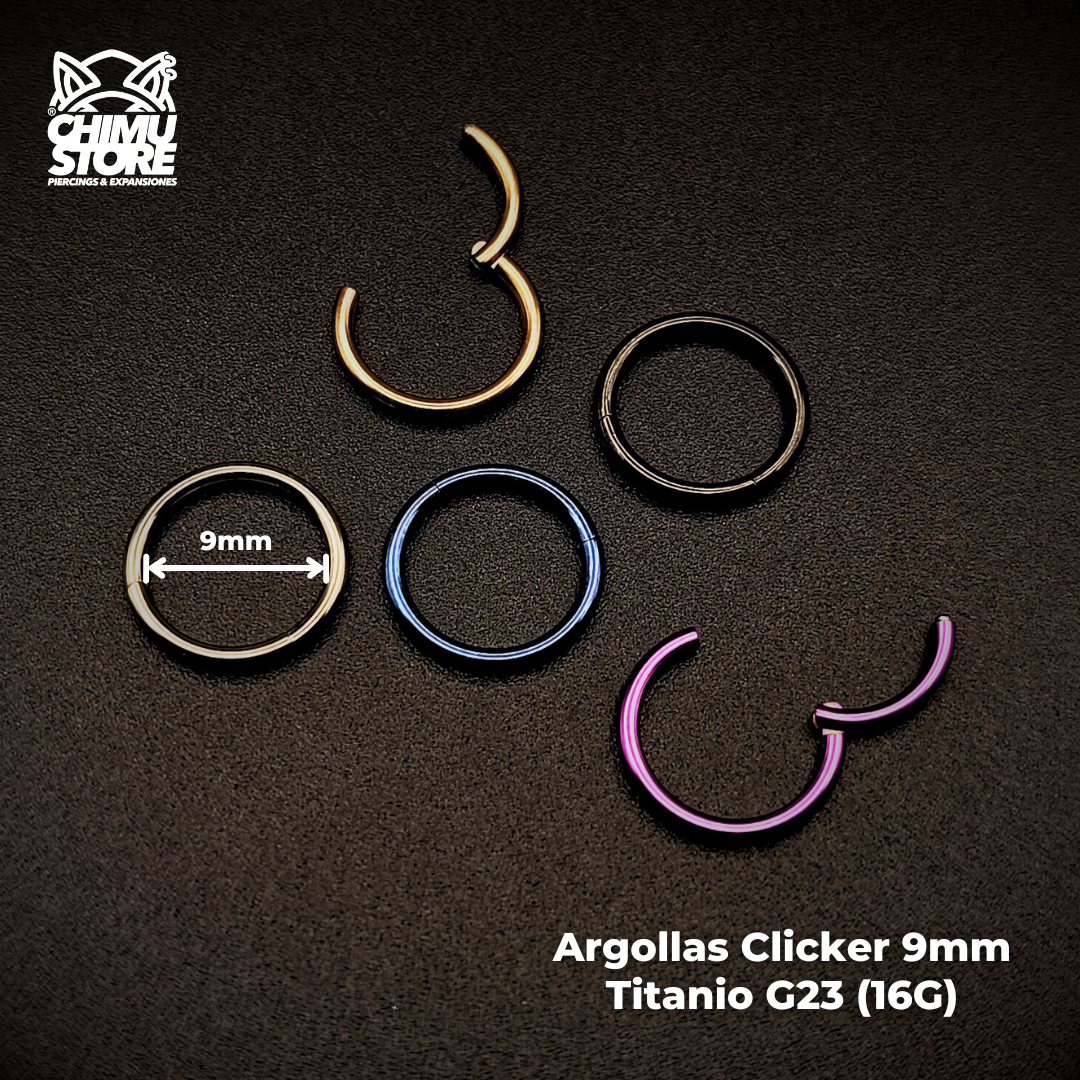 Argollas Clicker Titanio G23 - Lisas Tamaño 9mm (1,2mm) (16G)