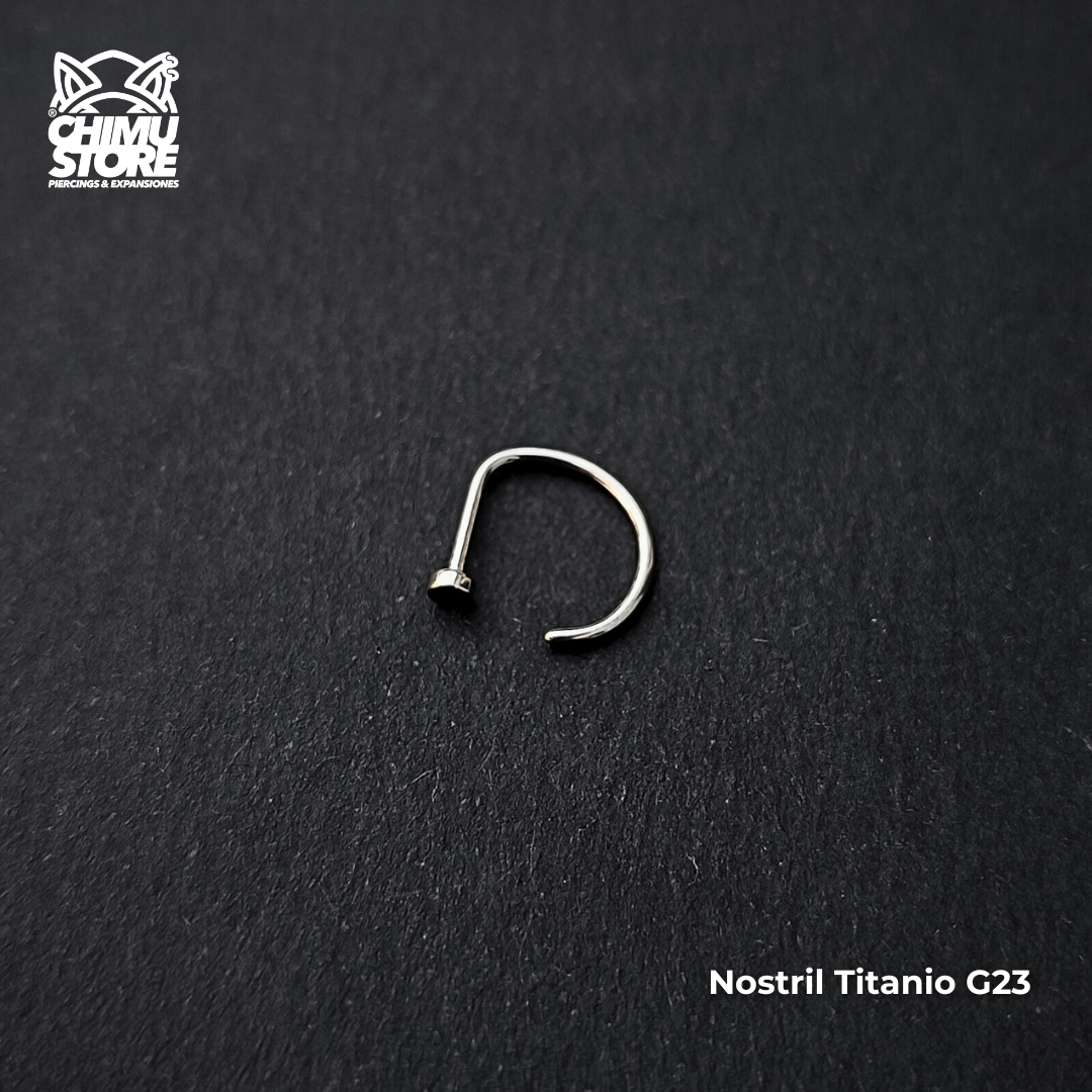 NEW Nostril Titanio G23 - Forma D Plateado (0,8mm) (20G)