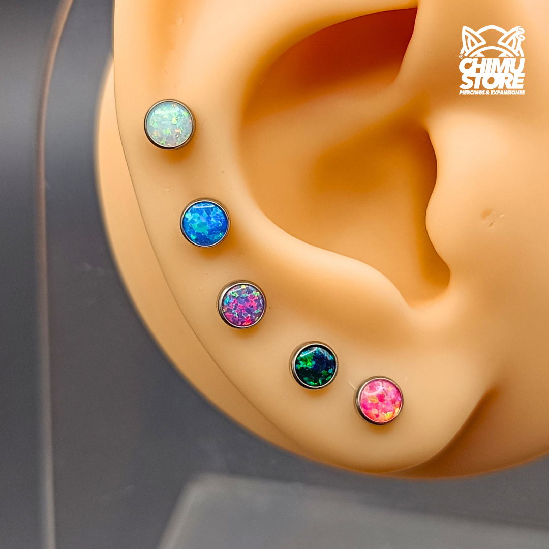 Labret Titanio G23 - Piedra Opalita de 4mm (1,2mm;8mm) (16G)