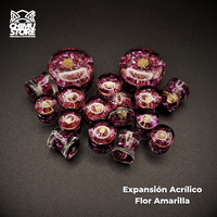 Expansiones Acrílico - Flor Amarilla Piedras Violetas (8mm a 30mm)
