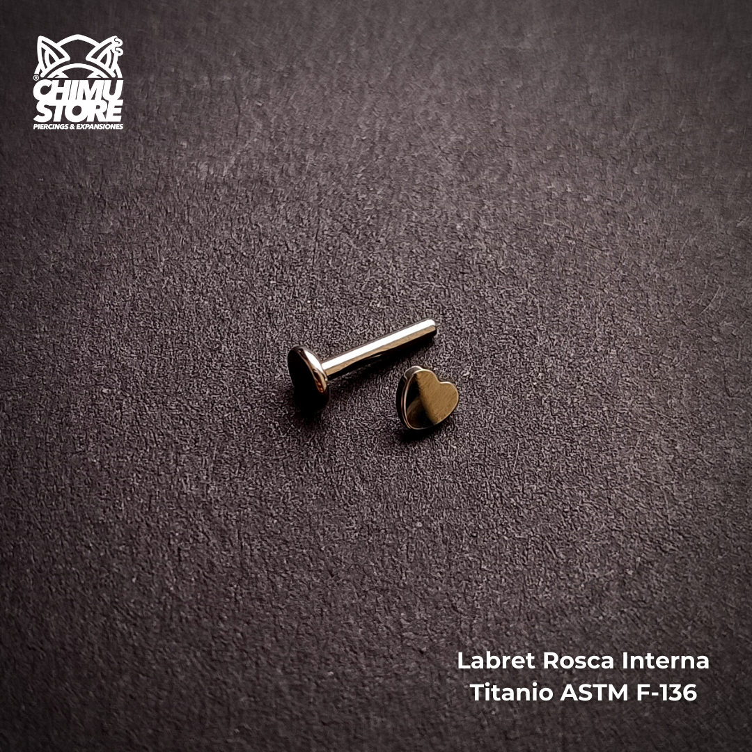 NEW Labret Titanio ASTM F-136 - Corazón (1,2mm;8mm) (16G)
