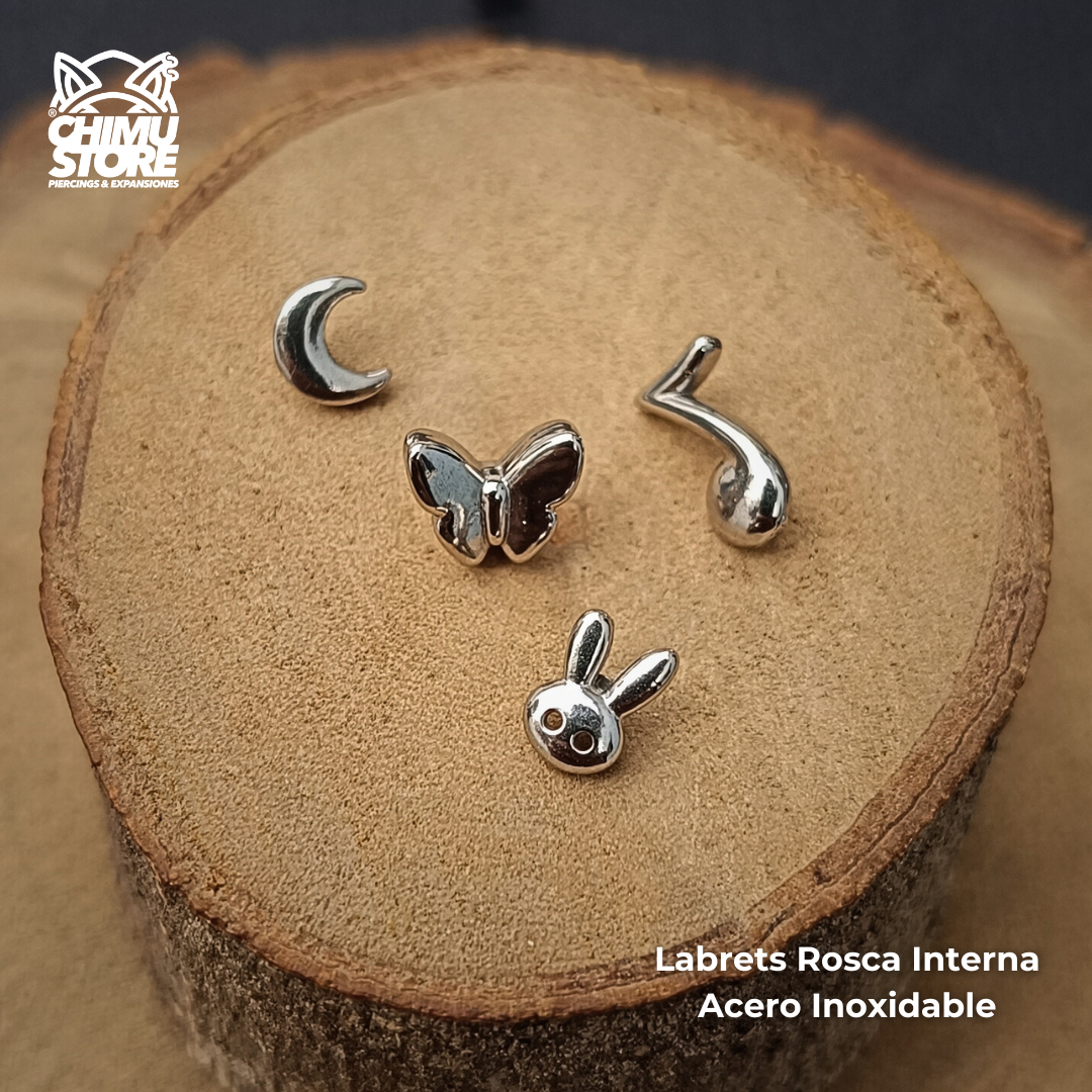 Labret Rosca Interna Acero Inoxidable - Figuras y Animales (1,2mm;8mm) (16G)