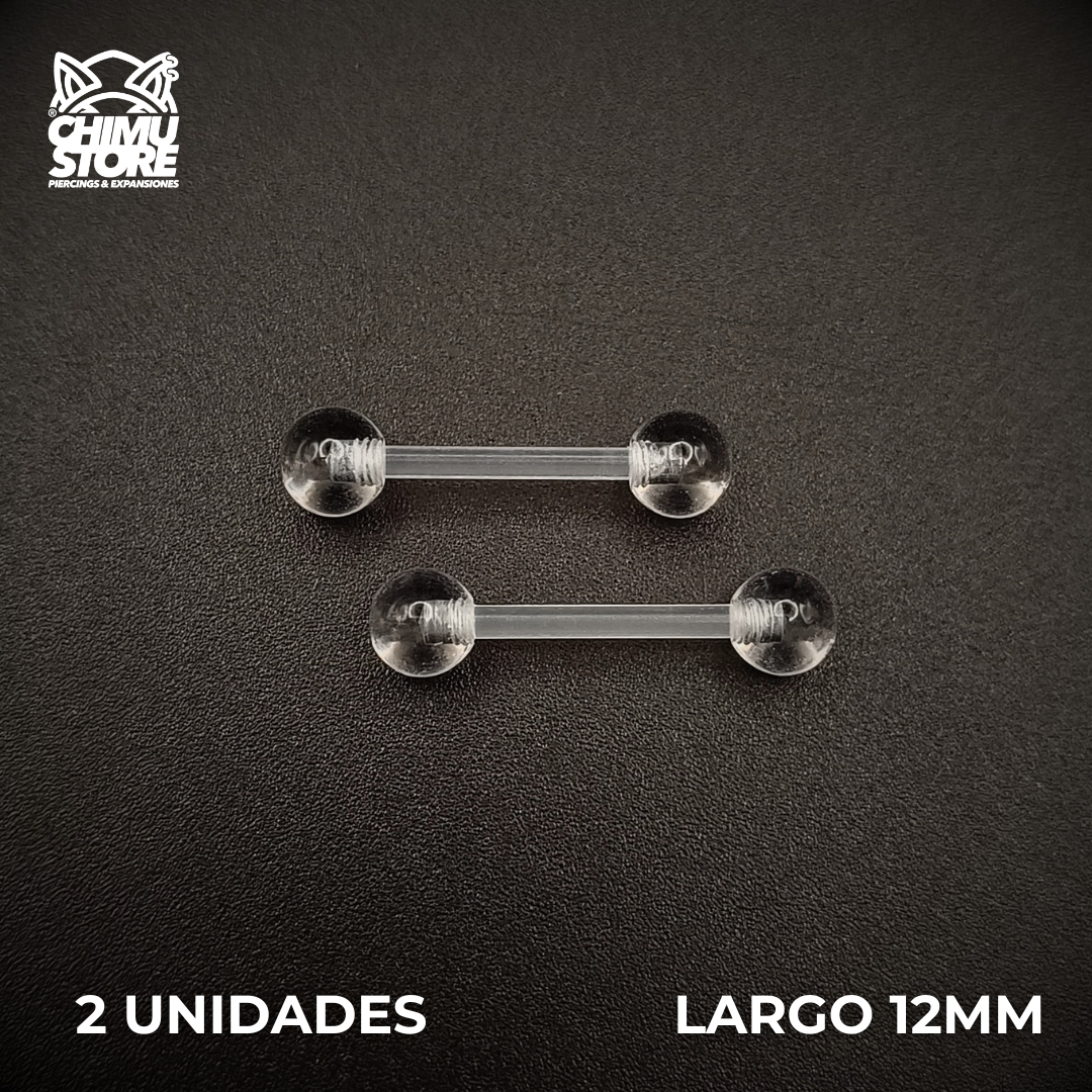 NEW Barbell Recto Retenedores (RE) Acrilico Bio Flexible - Bolitas de 5mm (1,6mm) (14G)