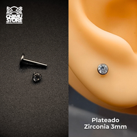 NEW Labret (HC) Titanio G23 - Bezel Set Zirconia (1,2mm;8mm) (16G)