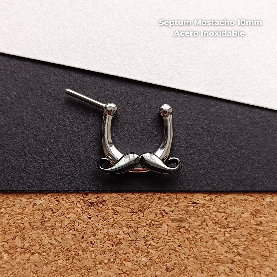 NEW Septum Clicker Acero Inoxidable - Mostacho (1,2mm;10mm) (16G)