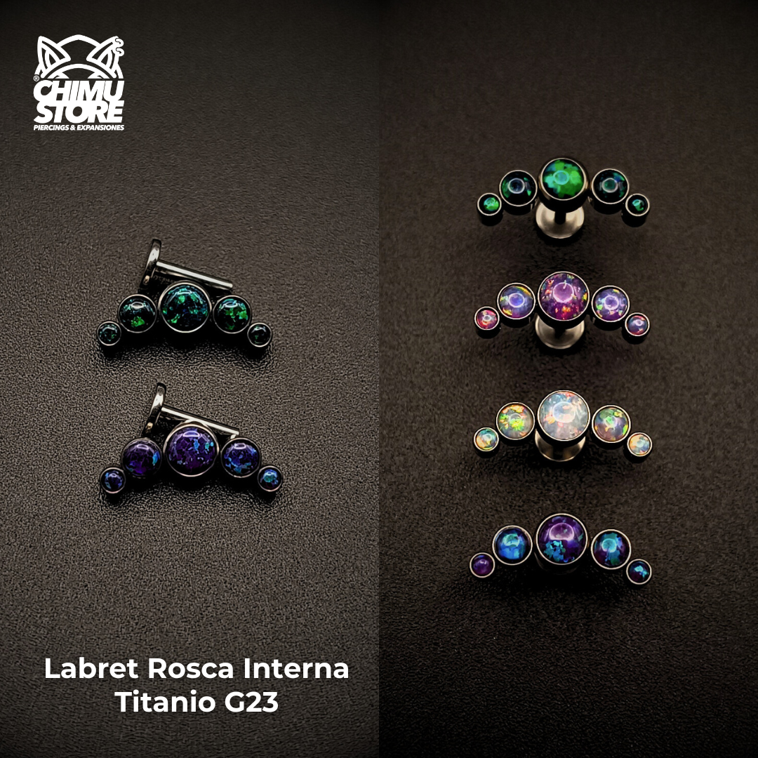 NEW Labret (HC) Titanio G23 - Cluster 5 Opalitas (1,2mm) (16G)