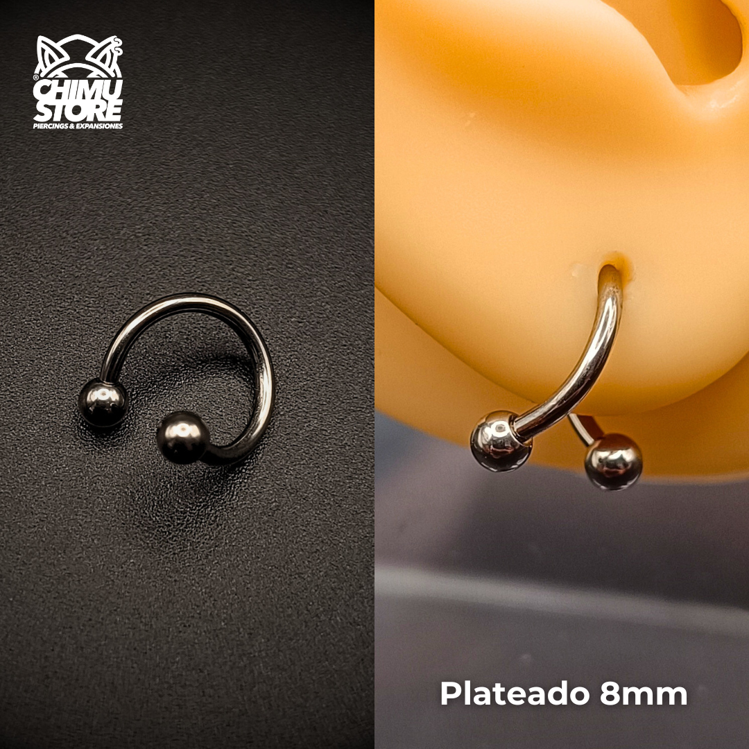 Barbell Espiral (RE) Titanio G23 - Bolitas de 3mm (1,2mm;8mm) (16G)