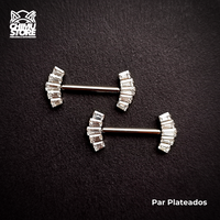 Nipple Push Pin Titanio ASTM F-136 - Cluster 5 Cristales (1,6mm;14mm) (14G)