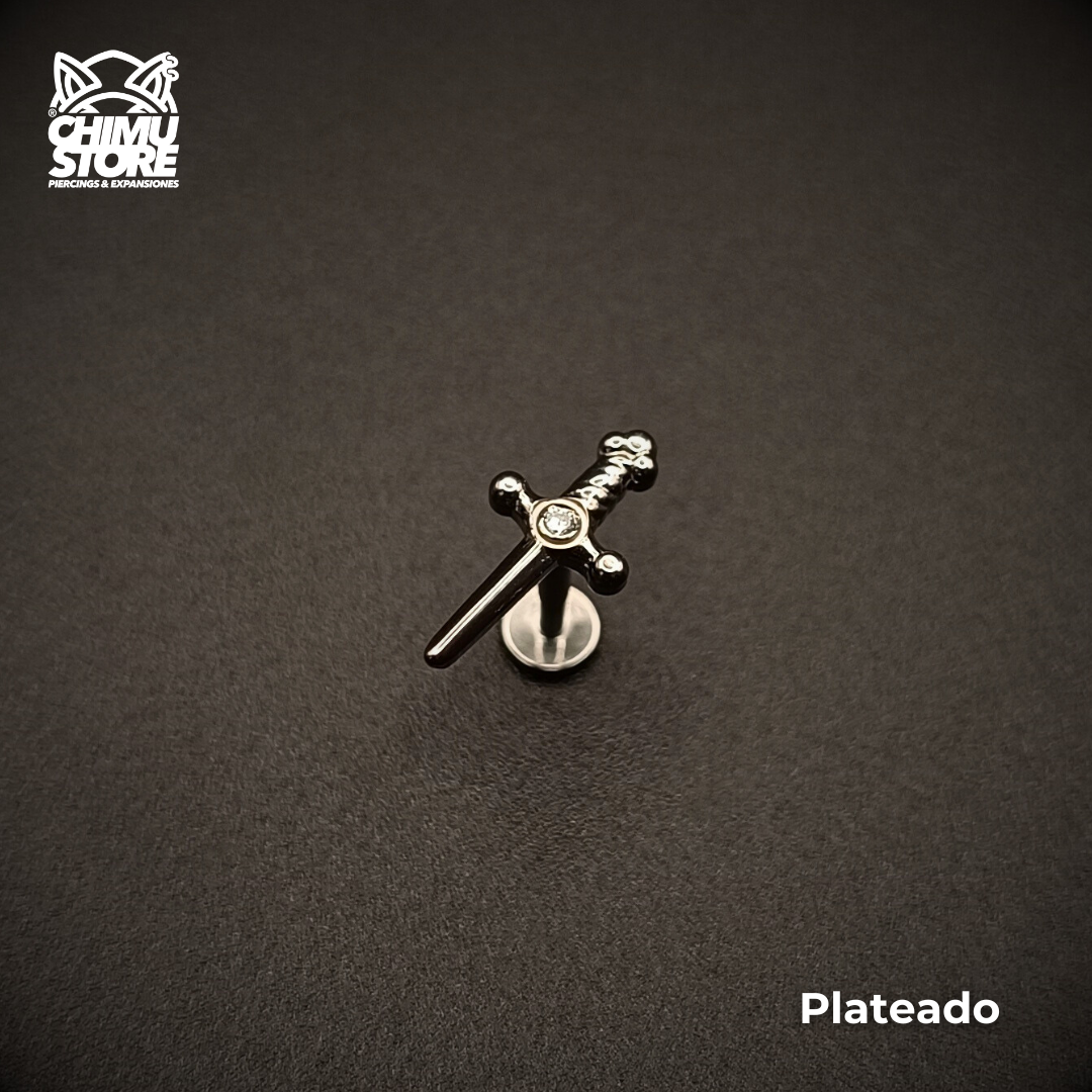 Labret Titanio ASTM F-136 - Daga con Zirconia (1,2mm;8mm) (16G)