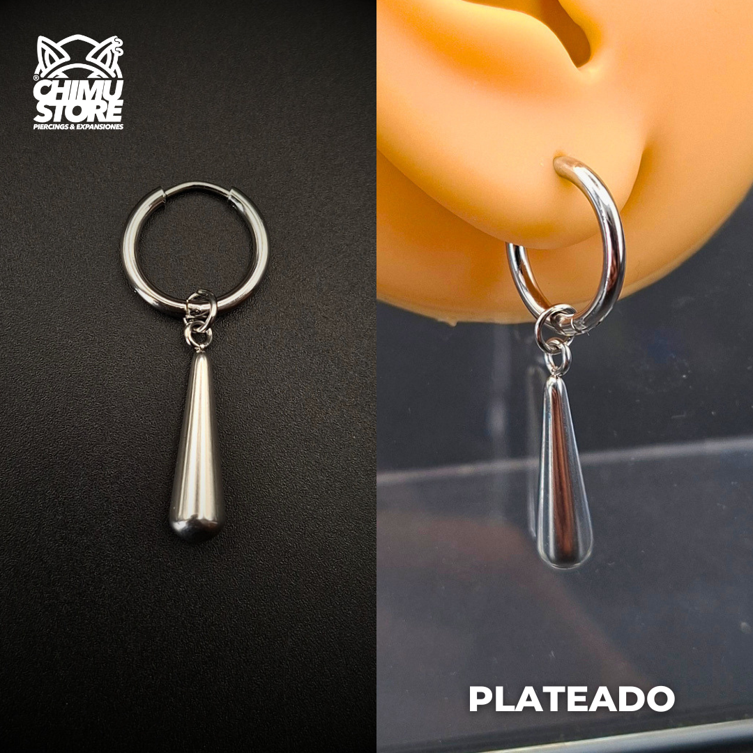 NEW Colgante Acero Inoxidable - Pendiente de Zoro Corto Gota 24mm (1mm;12mm) (18G)
