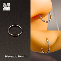 Argolla Clicker Titanio ASTM F-136 - Plateada Zirconias Laterales (1,2mm) (16G)