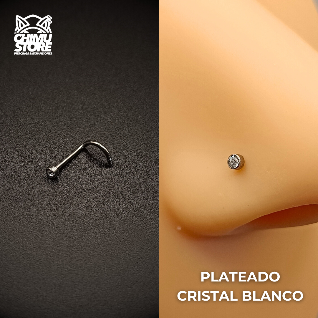 NEW Nostril Screw Colita Titanio G23 - Cristales (0,8mm) (20G)