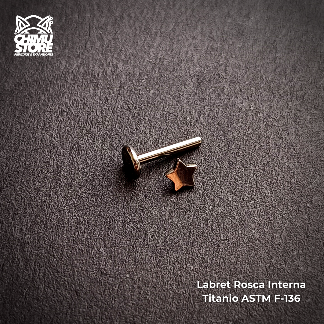 Labret Titanio ASTM F-136 - Estrella (1,2mm;8mm) (16G)
