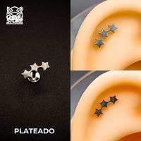NEW Labret (HC) Titanio ASTM F-136 - Cluster 3 Estrellas (1,2mm;6mm) (16G)