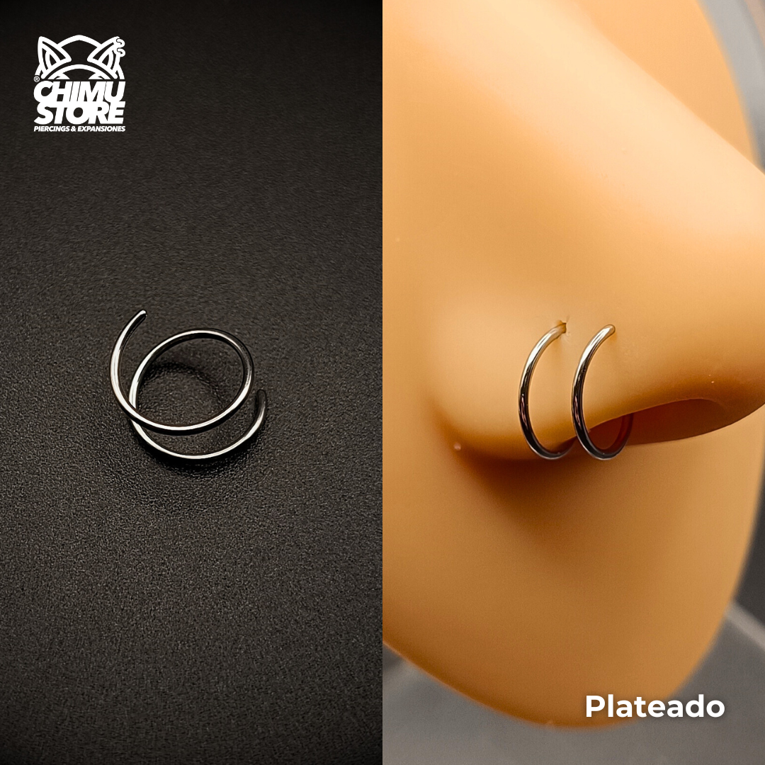 Nostril Acero Inoxidable - Doble Argolla 8mm (0,8mm;8mm) (20G)