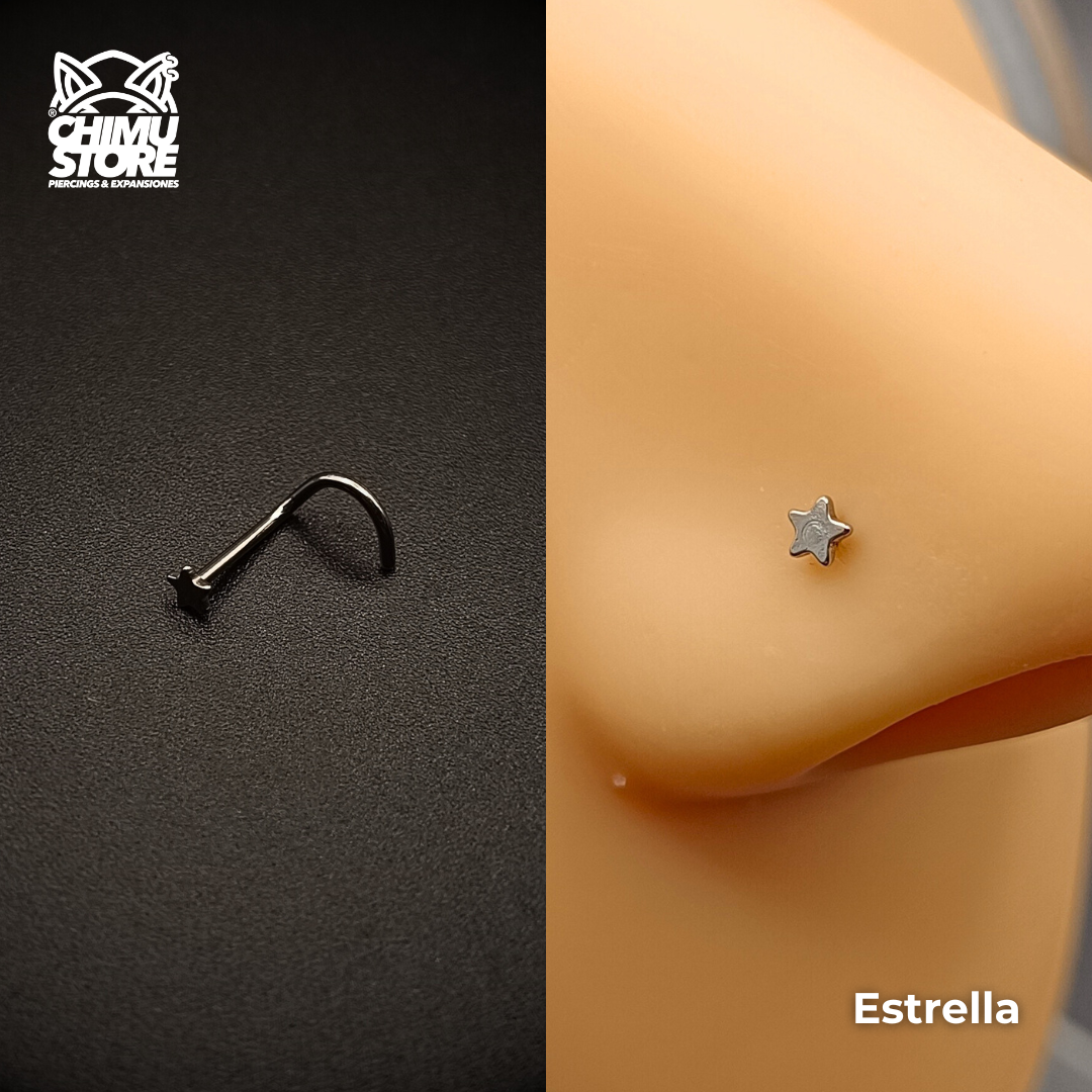 Nostril Acero Inoxidable - Screw Estrella y Luna (0,8mm) (20G)