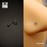 Nostril Acero Inoxidable - Screw Estrella y Luna (0,8mm) (20G)