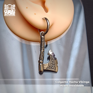 NEW Colgante Acero Inoxidable - Hacha Vikinga (1mm;10mm) (18G)