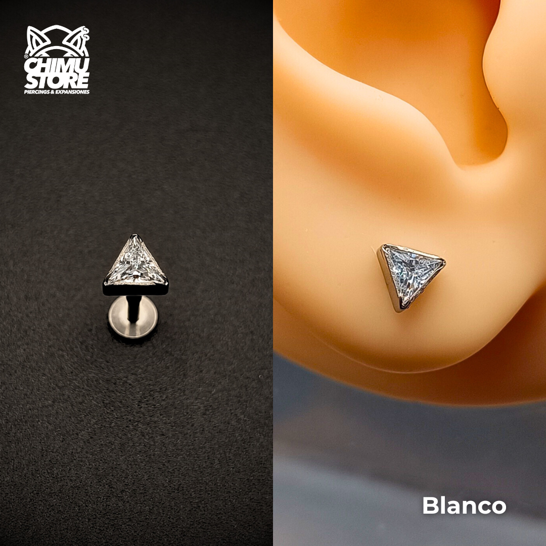 NEW Labret (HC) Titanio G23 - Triangulo Zirconia (1,2mm;8mm) (16G)