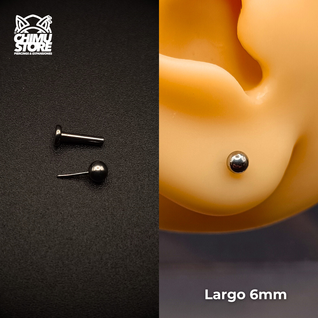 NEW Labret (Push Pin) Titanio ASTM F-136 - Bolita 3mm (1,2mm) (16G)