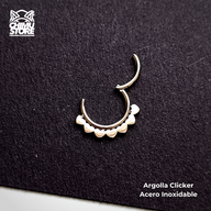 REP Argolla Clicker Acero Inoxidable - Bordeado de 7 Corazones (1,2mm;8mm) (16G)