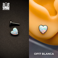 NEW Labret (HC) Titanio G23 - Prong Set Corazón Opalita (1,2mm) (16G)