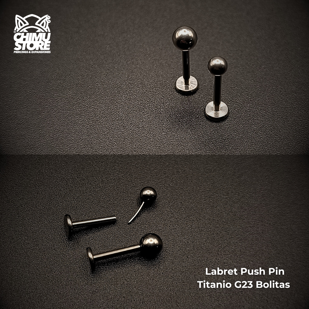 NEW Labret Push Pin Titanio G23 - Bolitas 3mm y 4mm (1,2mm) (16G)