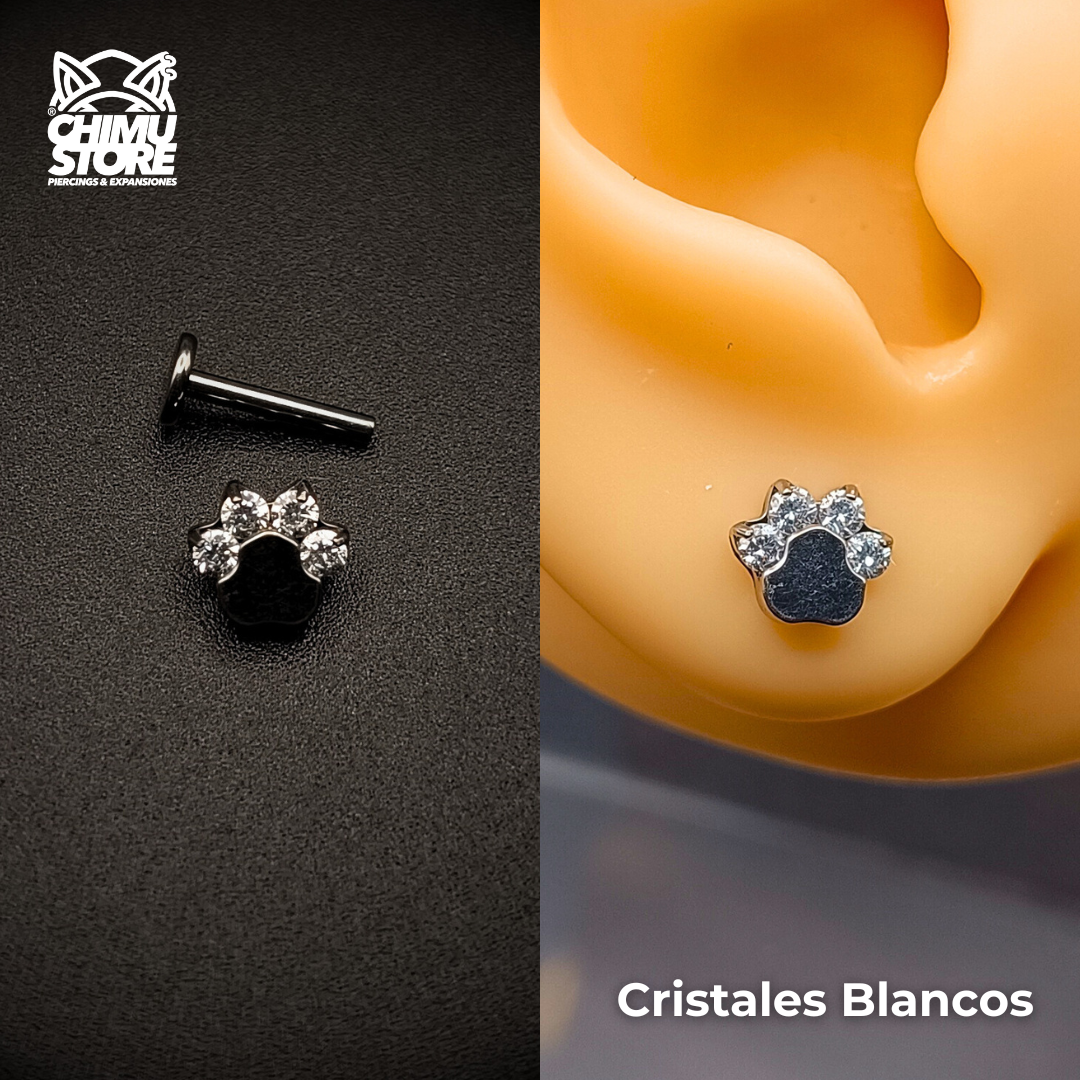 NEW Labret (HC) Titanio G23 - Patita 4 Cristales (1,2mm;8mm) (16G)