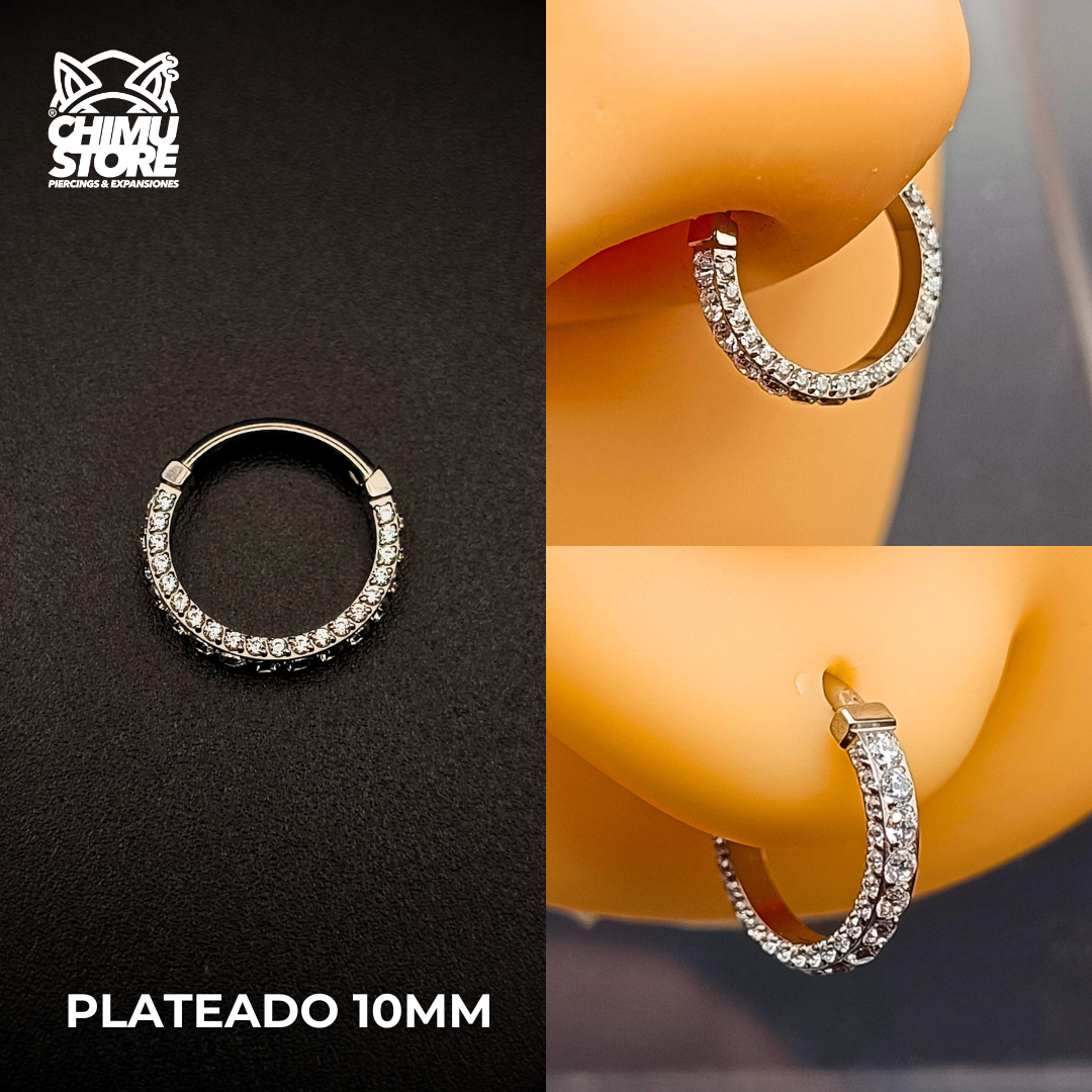 NEW Argolla Clicker Titanio G23 - Luxe 3 Capas Zirconias (1,2mm) (16G)