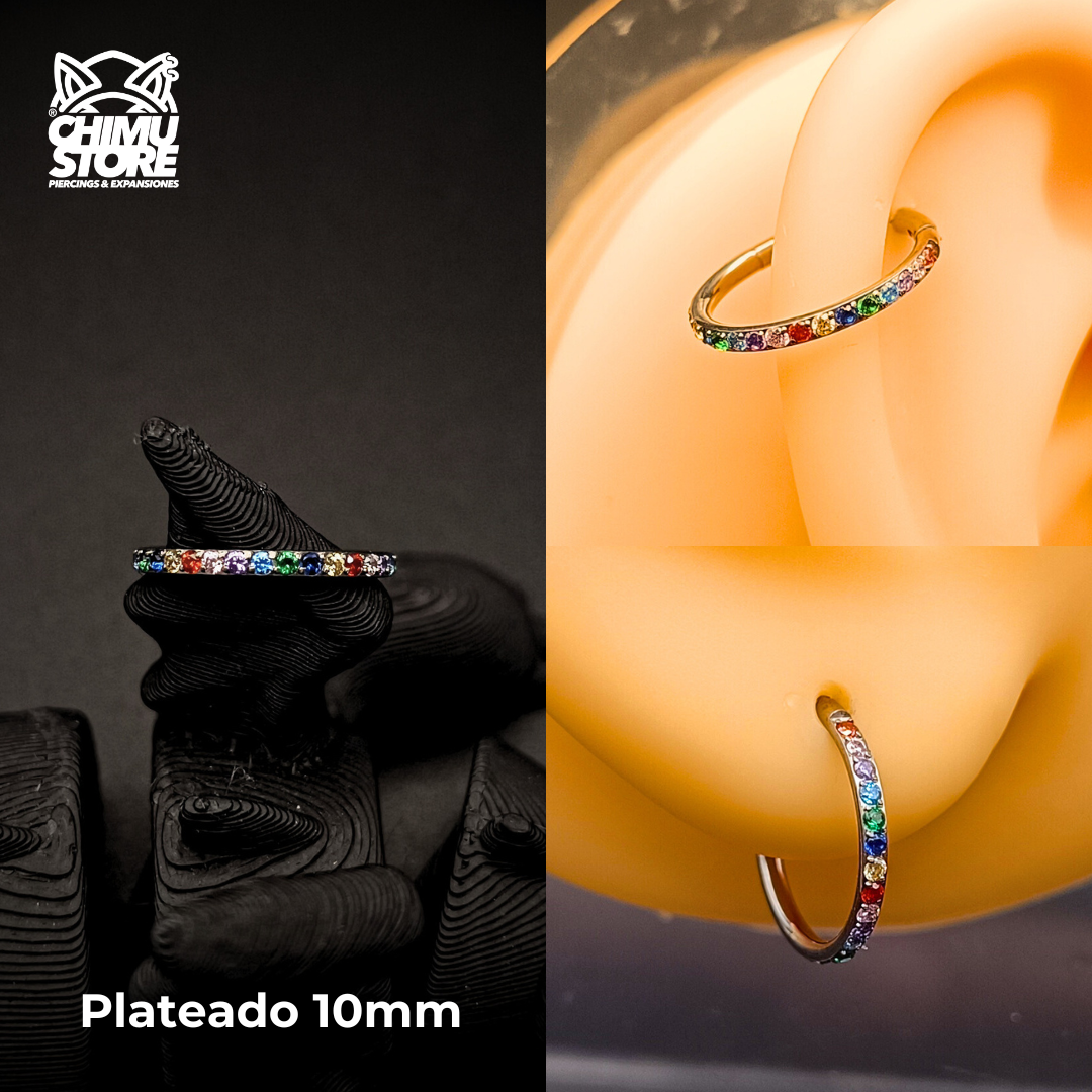 NEW Argolla Clicker Titanio ASTM F-136 - Zirconias Colores Laterales (1,2mm) (16G)