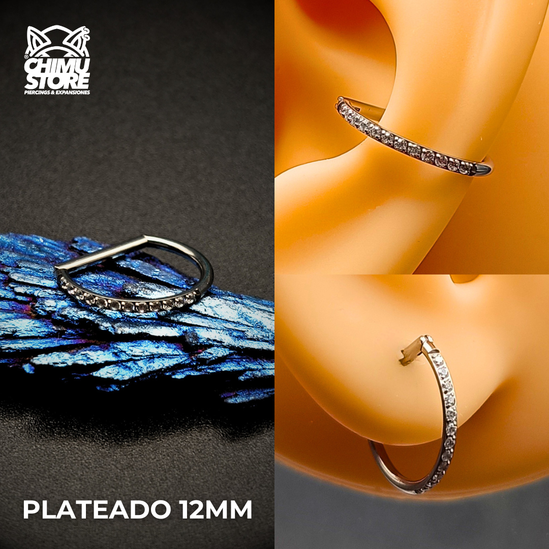 NEW Argolla Clicker Titanio G23 - Forma D Half Zirconias Laterales (1,2mm) (16G)