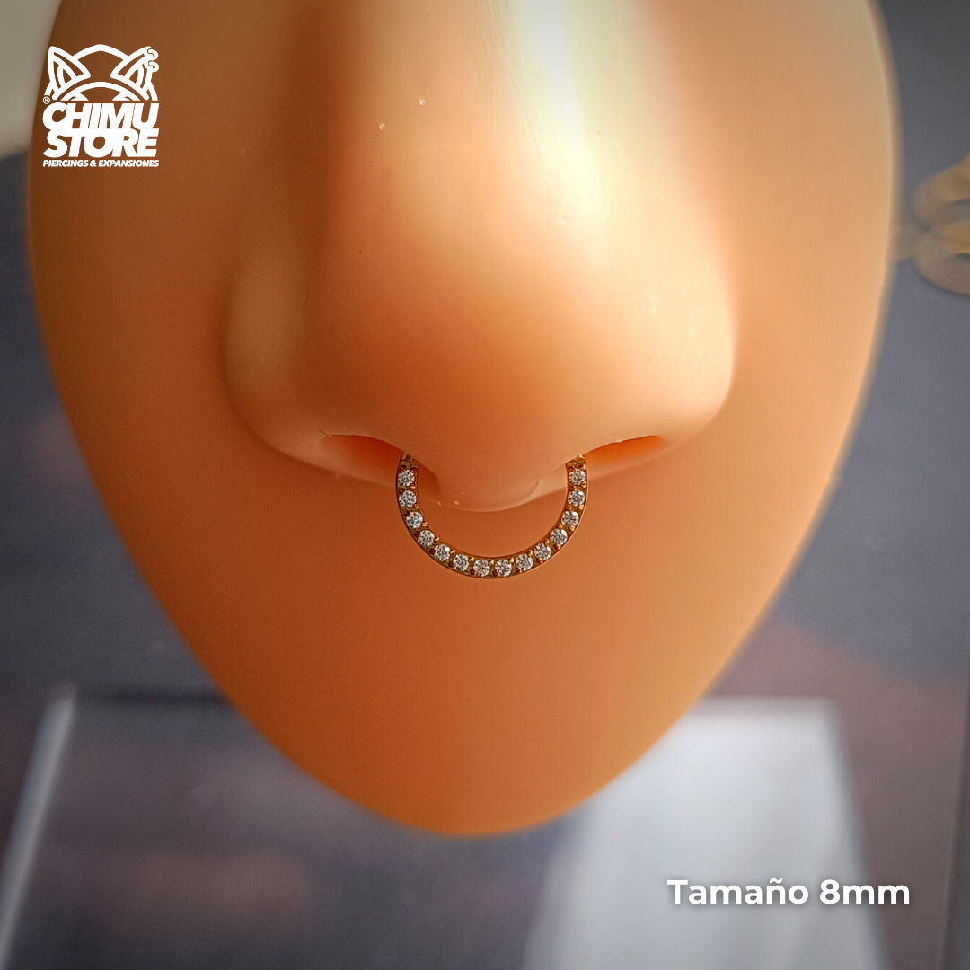 NEW Argolla Clicker Dorada Titanio G23 - Zirconias Frontales (1,2mm) (16G)