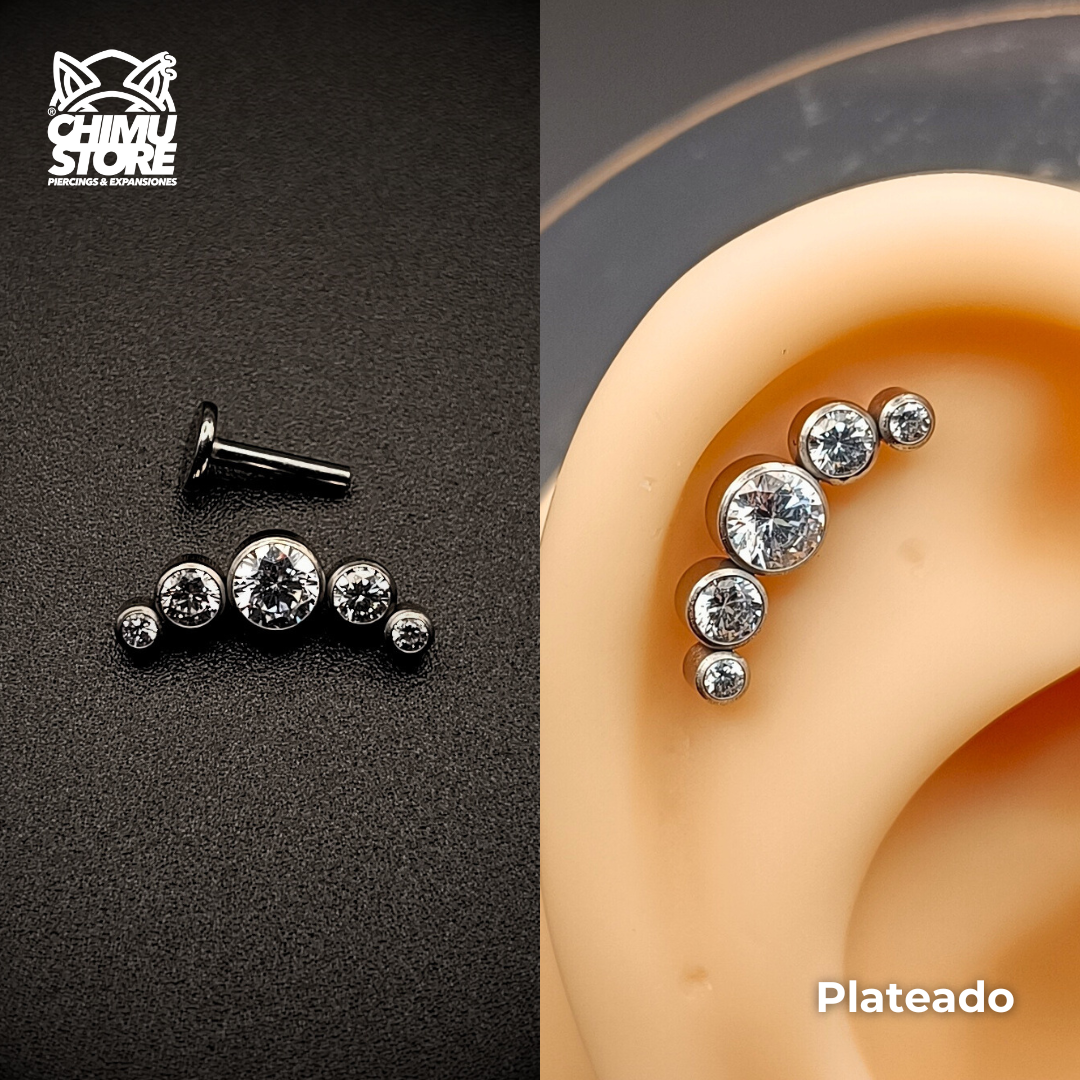 NEW Labret (HC) Titanio G23 - Cluster 5 Zirconias (1,2mm;8mm) (16G)