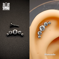 NEW Labret (HC) Titanio G23 - Cluster 5 Zirconias (1,2mm;8mm) (16G)