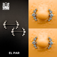 NEW Nipple (HC) Titanio ASTM F-136 - Cluster 5 Zirconias (1,6mm;14mm) (14G)