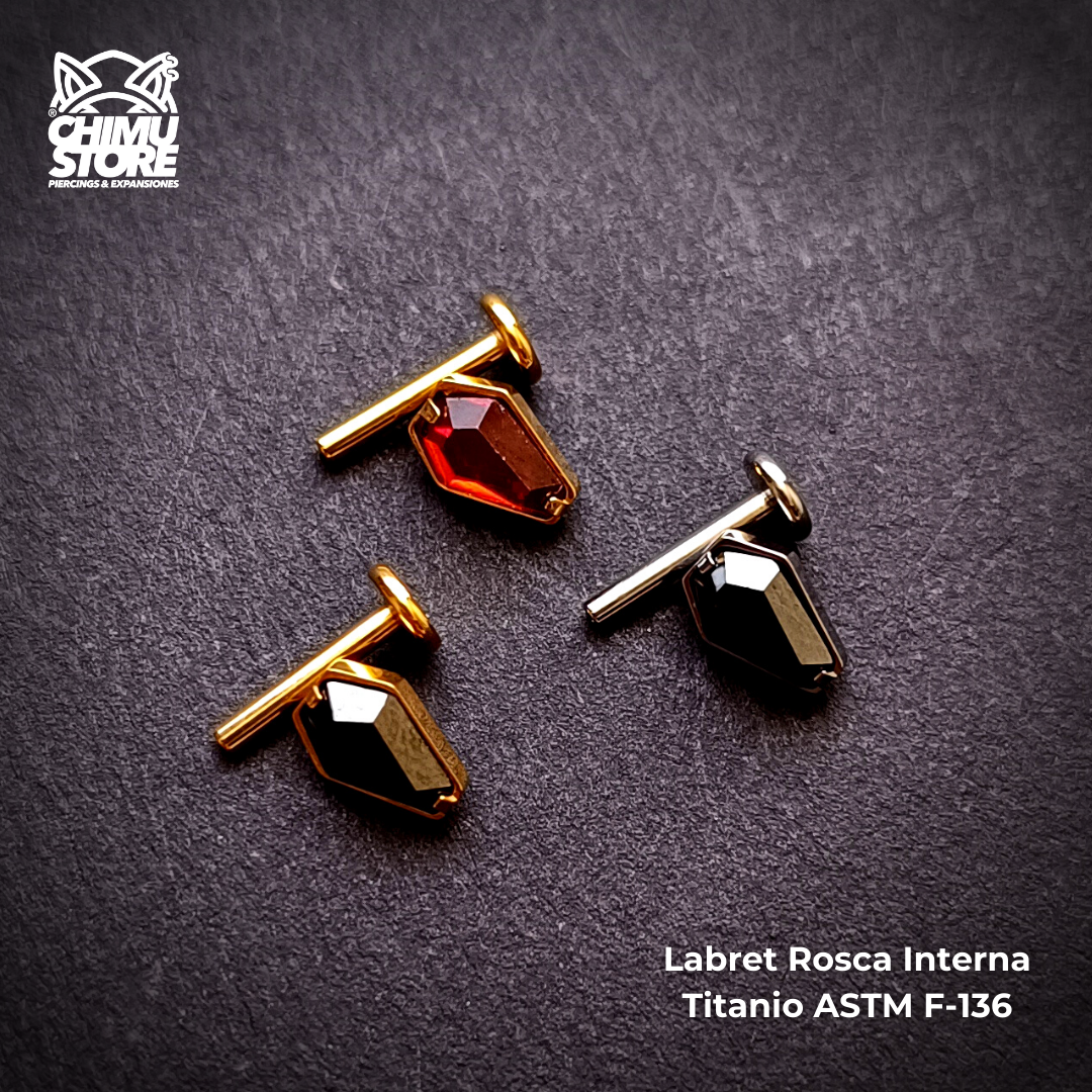 Labret Titanio ASTM F-136 - Cristal Forma Ataud (1,2mm;8mm) (16G)