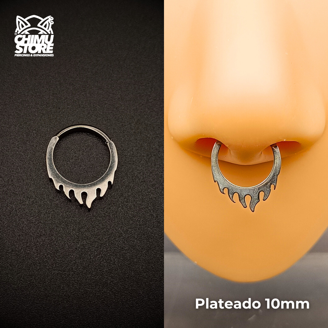 NEW Argolla Clicker Titanio G23 - Llamas Fuego (1,2mm) (16G)