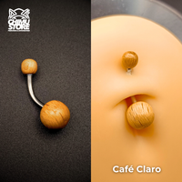 Navel de Ombligo Acero Inoxidable - Madera (1,6mm;10;5mm) (14G)